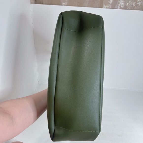 Neiman Marcus Vegetarian Leather Olive Green Hobo Bag Faux Leather Shoulder Bag - Picture 5 of 8